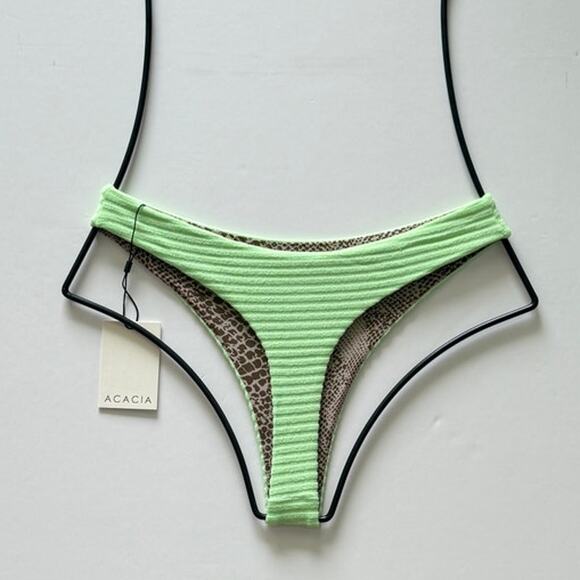 Acacia Swimwear Brazil Terry Ribbed Bikini Bottom - Naupaka – Medium - NWT - Picture 3 of 12